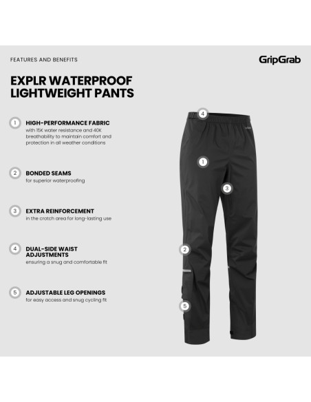 GripGrab EXPLR Waterproof Lightweight Regnbukse, unisex